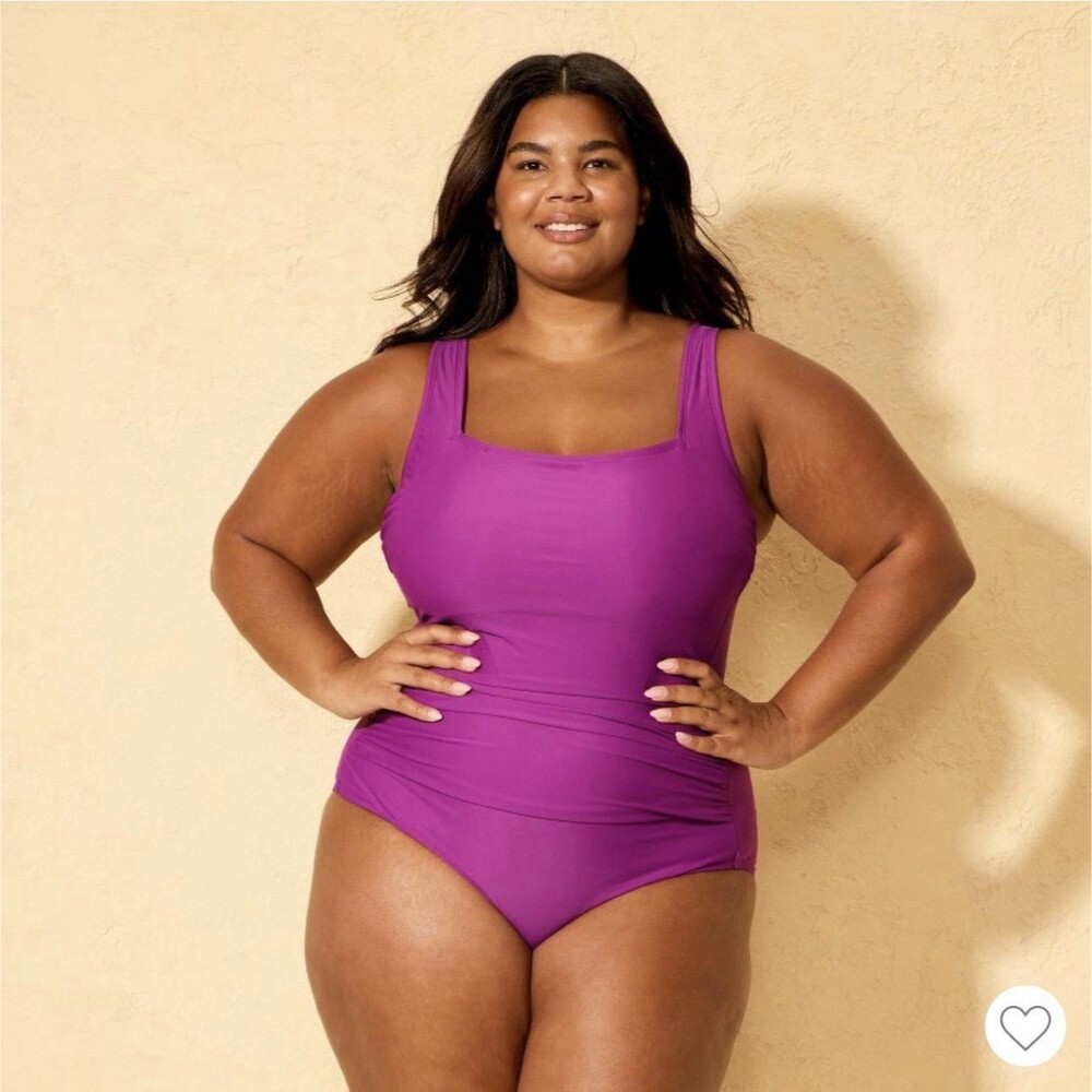 Shade & Shore Women's Black Shirred Tummy Control One Piece Swimsuit, 18 - Picture 1 of 6
